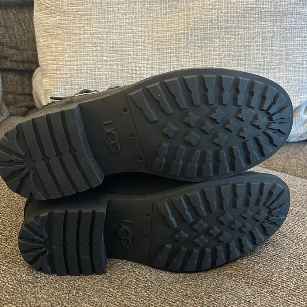 UGG BLAYRE III LEATHER WOOL BLACK FULLY LINED ANKLE MID ZIP BOOTS SIZE‎ 6…
